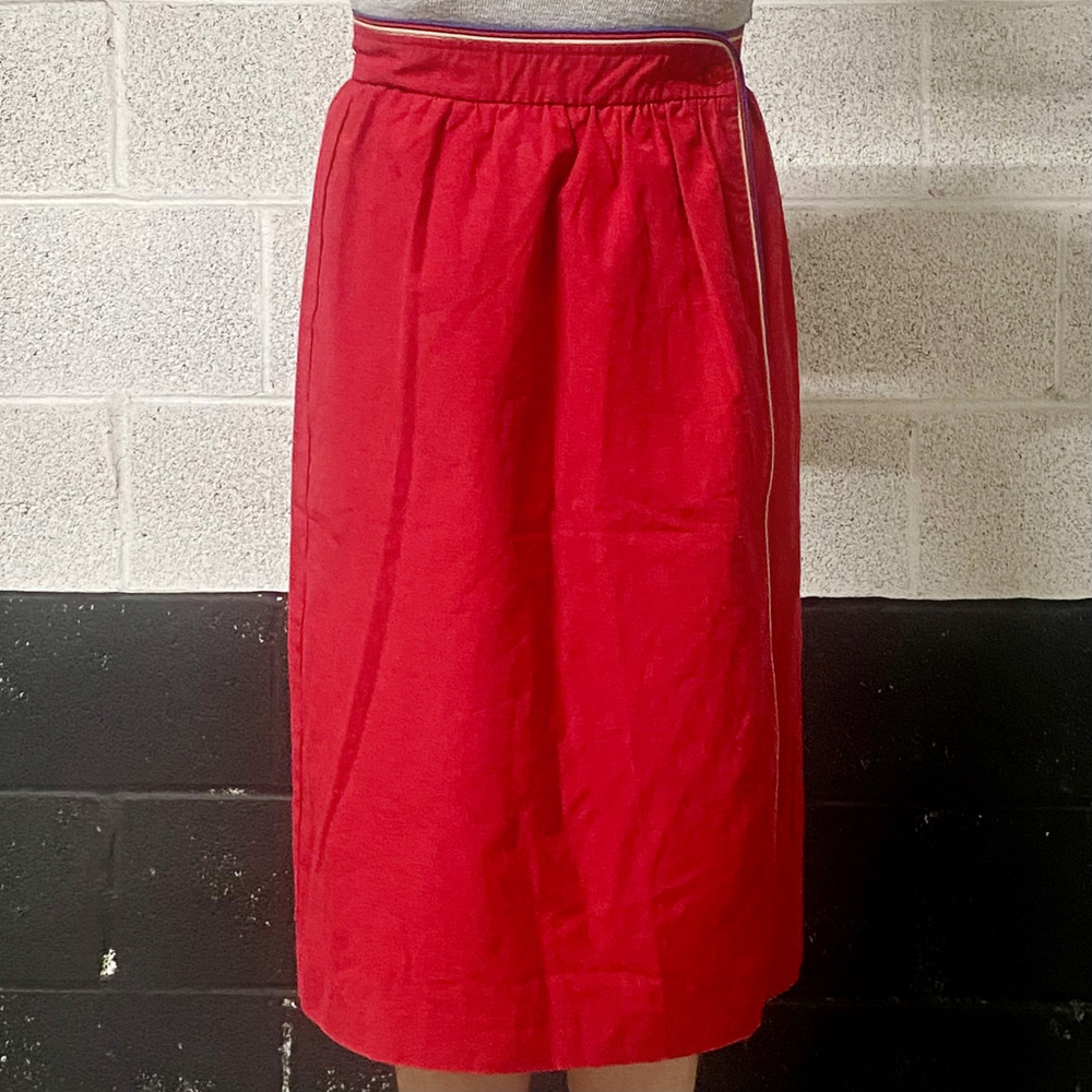 Vintage Red Wrap Skirt, Size S